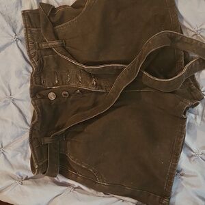 American eagle black denim paperbag tie waiste shorts